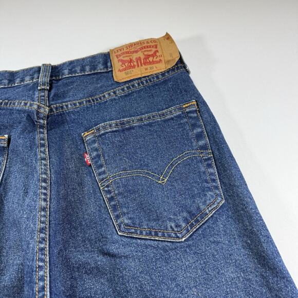 Levis 501 Regular Fit Workwear Classic 9” Inseam Jorts Shorts - Blue Mns 32 - Picture 4 of 12